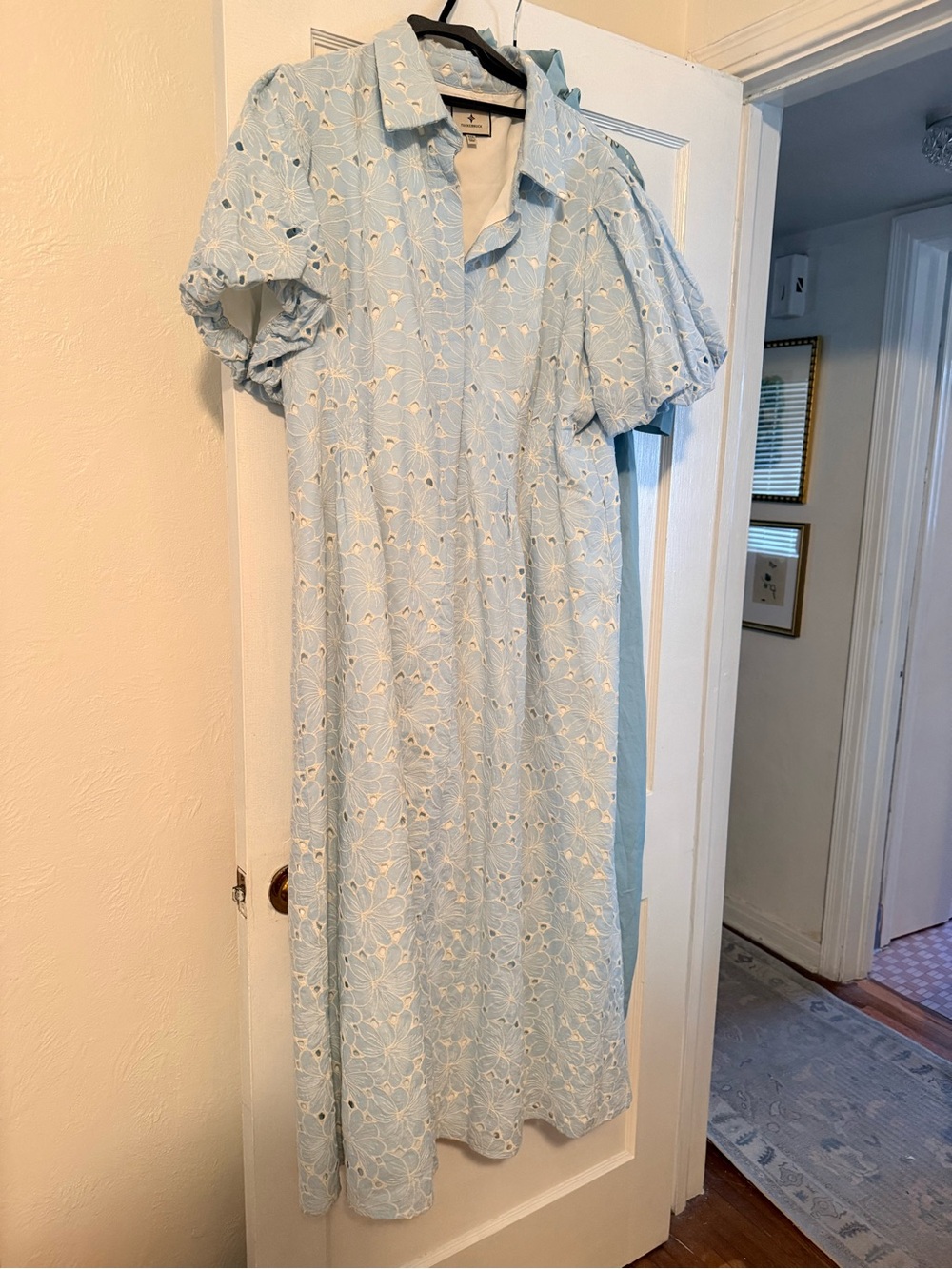 Tuckernuck Light Blue Eyelet Collared Maxi Dress